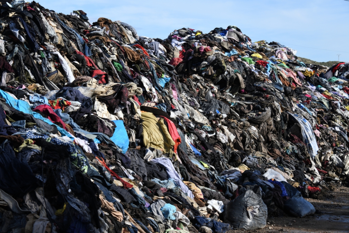 Old clothes at a landfill site